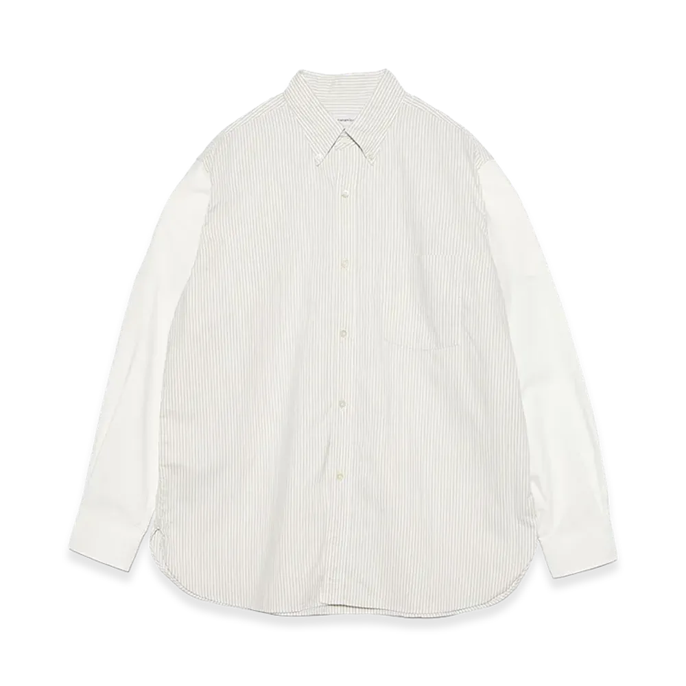 nanamica Button Down Stripe Storm Shirt "Beige"