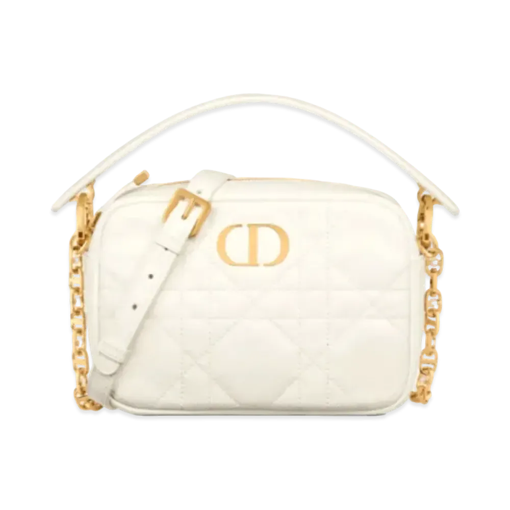 Dior Small Dior Caro Top Handle Camera Bag Macrocannage Calfskin "Latte"