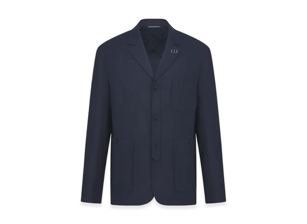 Dior Mottled Virgin Wool Blend Workwear Jacket "Blue"