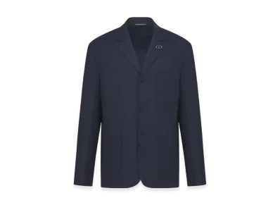 Dior Mottled Virgin Wool Blend Workwear Jacket "Blue"