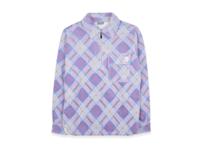 Dior By ERL Relaxed Fit Checkered Mohair and Wool Blend Jacquard Long Sleeved Trucker Sweatshirt "Mauve"