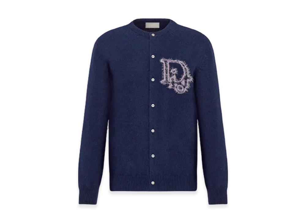 Dior Cashmere Mohair Blend Cardigan "Blue"