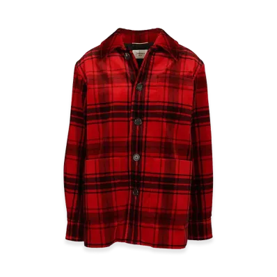 Saint Laurent Women's Tartan Velvet Jacket "Red"