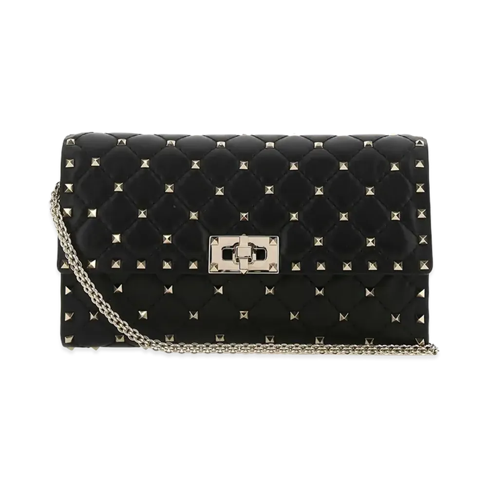 Valentino Women's Nappa Leather Rockstud Spike Clutch "Black"
