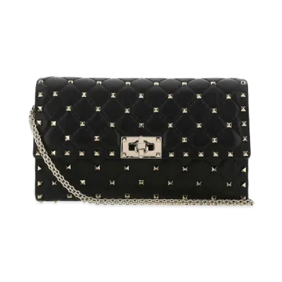 Valentino Women's Nappa Leather Rockstud Spike Clutch "Black"