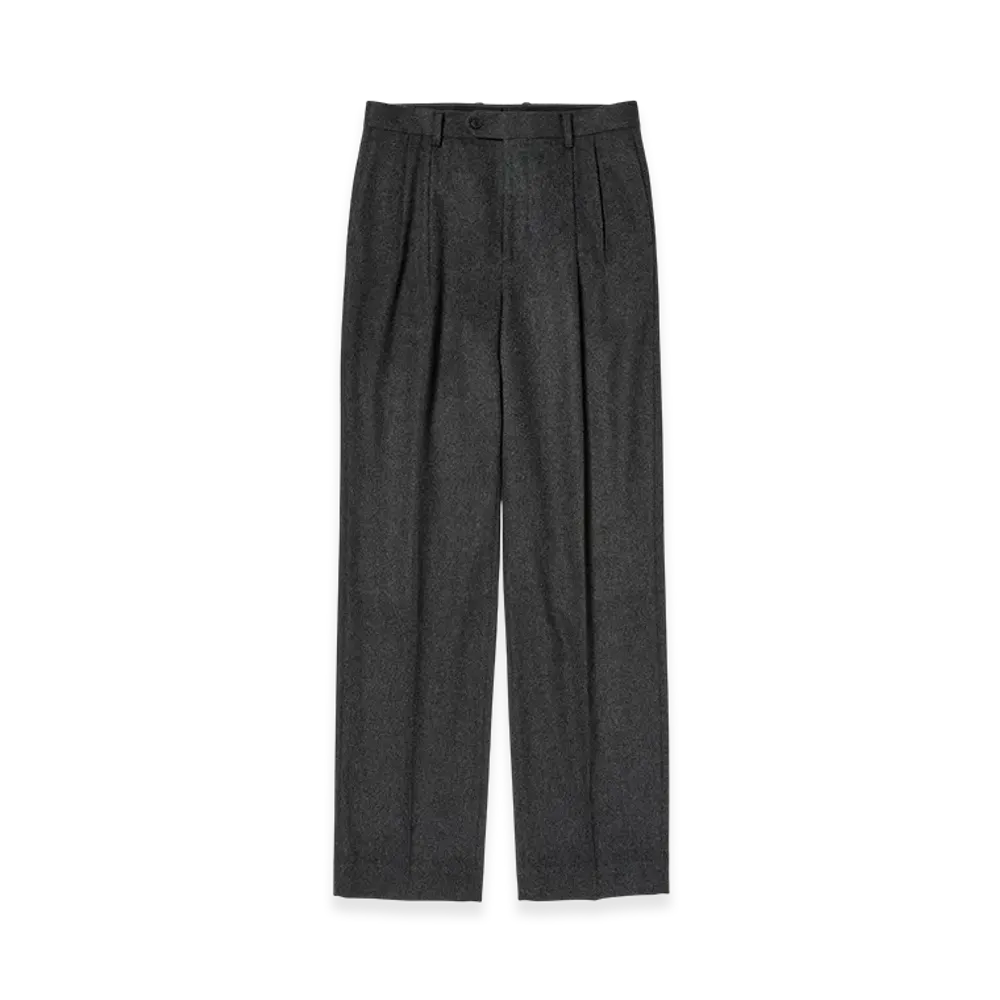 AURALEE Cashmere Moleskin Two-Tuck Slacks "Top Charcoal"