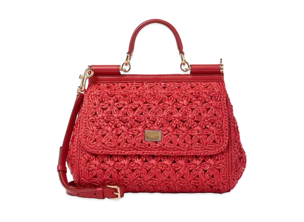Dolce&Gabbana Sicily Bag Small Raffian Crosse "Red"