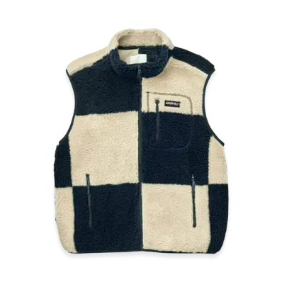 GRAMICCI Checkered Sherpa Vest "Natural/Navy Check"