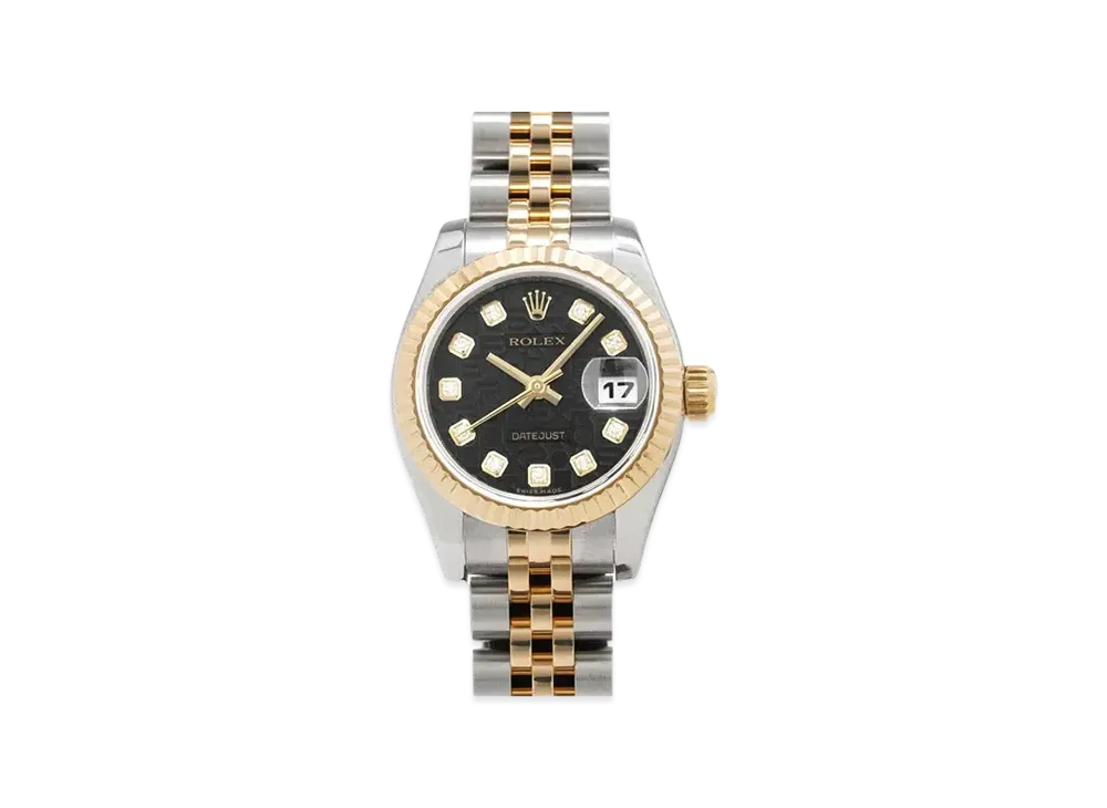 ROLEX Lady-Datejust 10P Diamonds "Black/Stainless Steel/Yellow Gold" 179173G