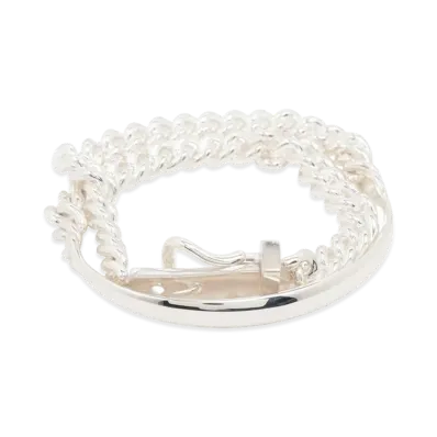 Hermes Boucle Sellier Inflexible Double Tour PM Bracelet "Silver"