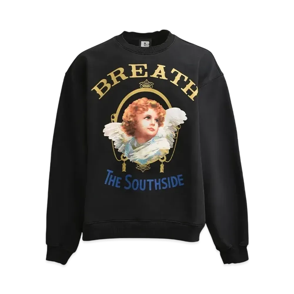BREATH South Side Angel Logo Crew Sweat "Black"