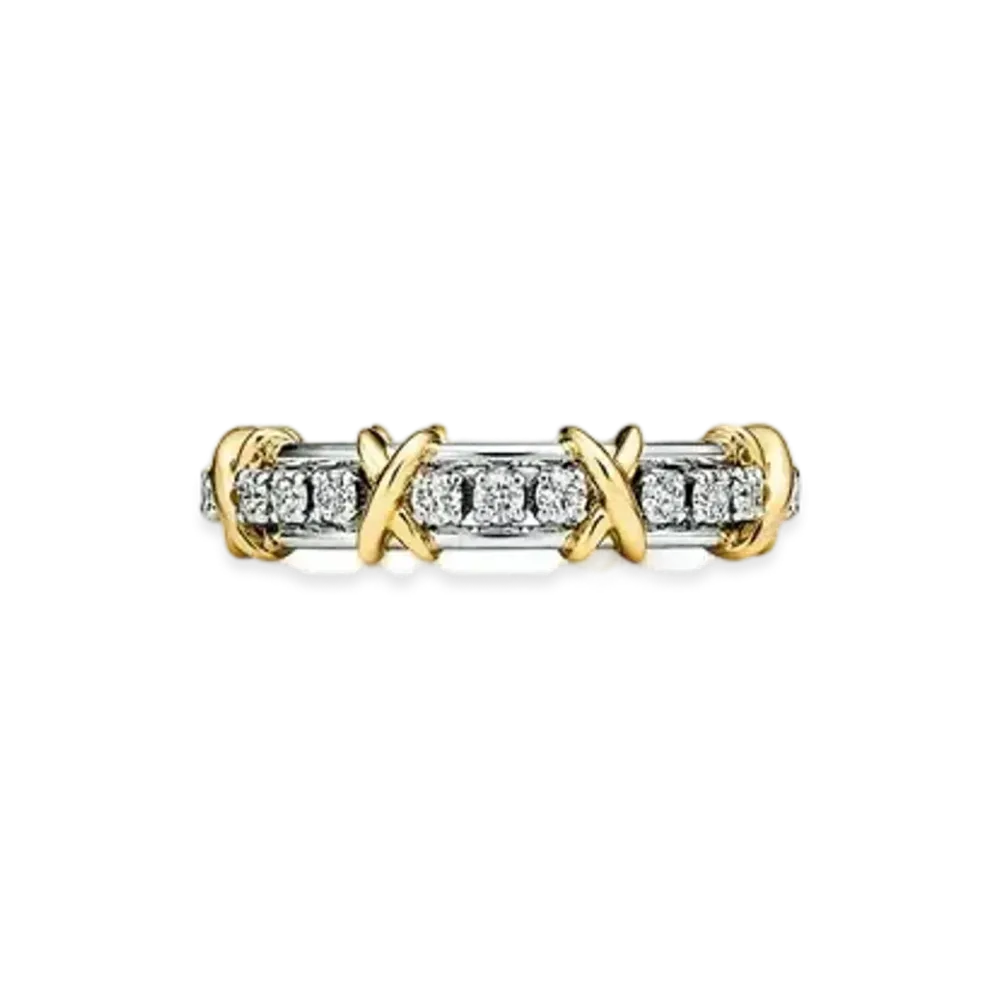 Tiffany & Co. Sixteen Stone Narrow Ring with Diamonds "Platinum/18K Yellow Gold"