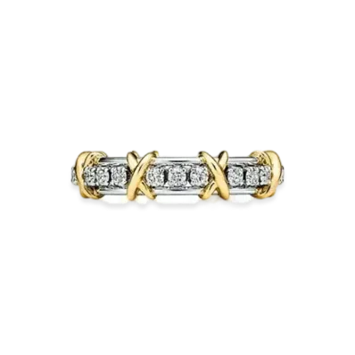 Tiffany & Co. Sixteen Stone Narrow Ring with Diamonds "Platinum/18K Yellow Gold"