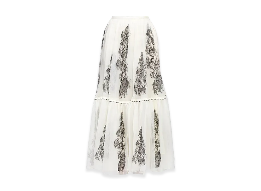 Dior Women's Silk Flared Midi Skirt "Ivory"