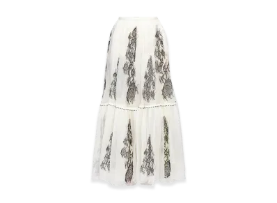 Dior Women's Silk Flared Midi Skirt "Ivory"