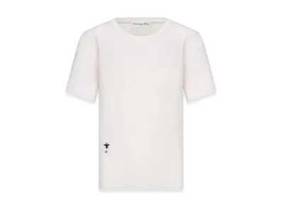 Dior Women's Short-Sleeved Sweater Cashmere Silk Knit "Ecru"