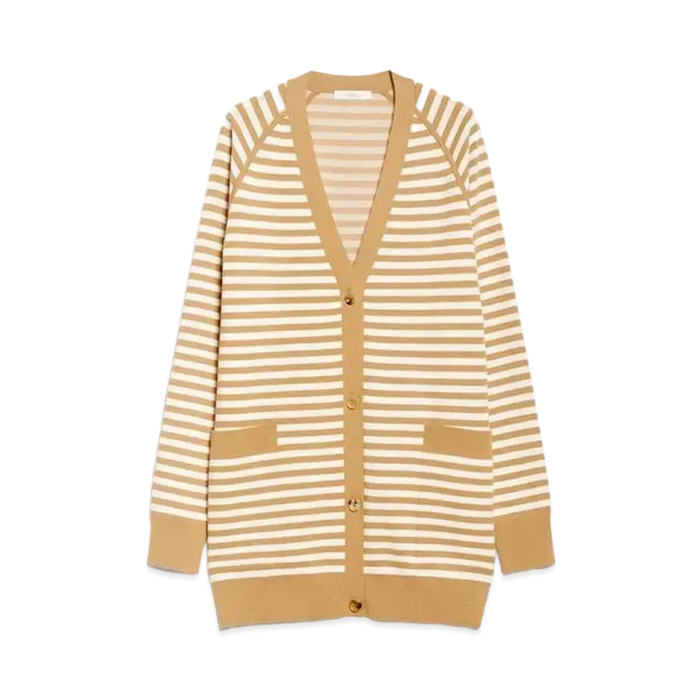 Max Mara Tenore Viscose Jacquard Knit Cardigan "Honey"