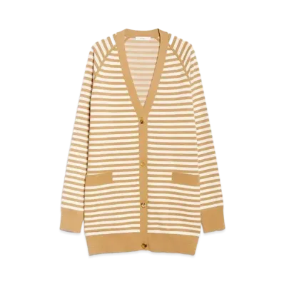 Max Mara Tenore Viscose Jacquard Knit Cardigan "Honey"