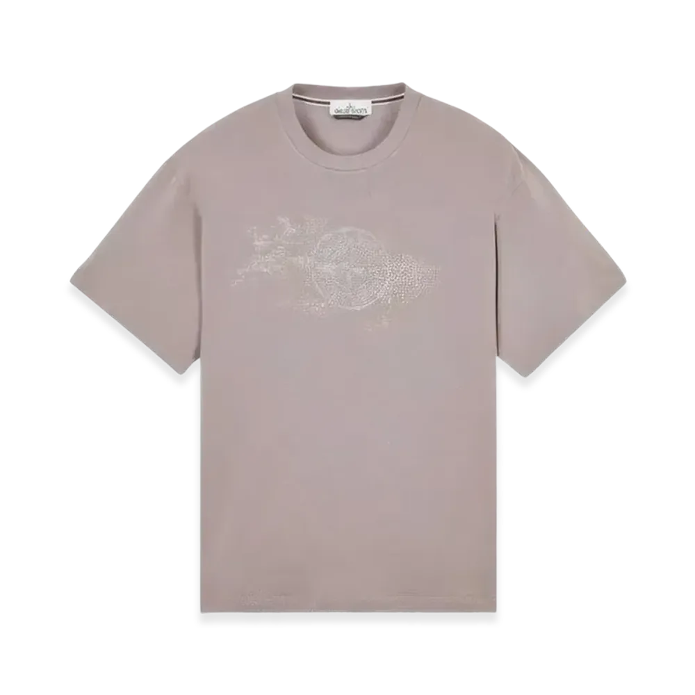 Stone Island 2RCE8 Printed Cotton Jersey with Camo Three Embroidery Short Sleeve T-Shirt - 24SS "Dove Grey"