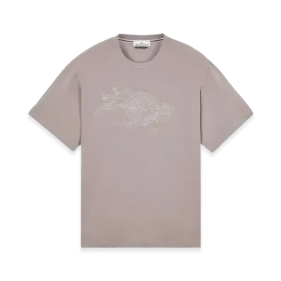 Stone Island 2RCE8 Printed Cotton Jersey with Camo Three Embroidery Short Sleeve T-Shirt - 24SS "Dove Grey"