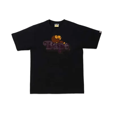 A BATHING APE COLOR CAMO MILO ON BAPE TEE "Black/Burgundy"
