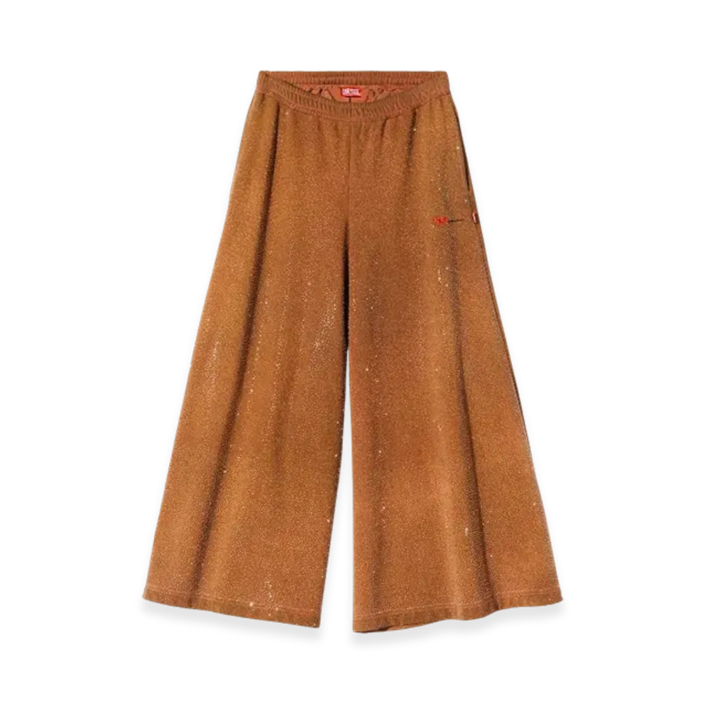Diesel P-Dam-Lux-DD Wide-Leg Sweatpants With Crystals "Brown"