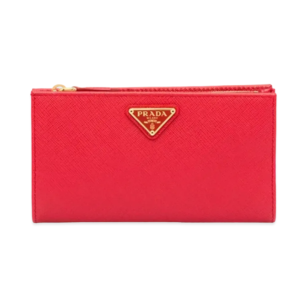 PRADA Large Saffiano Leather Wallet "Red"