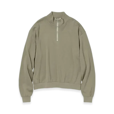AURALEE Super High Gauge Half Zip P/O "Khaki Grey"