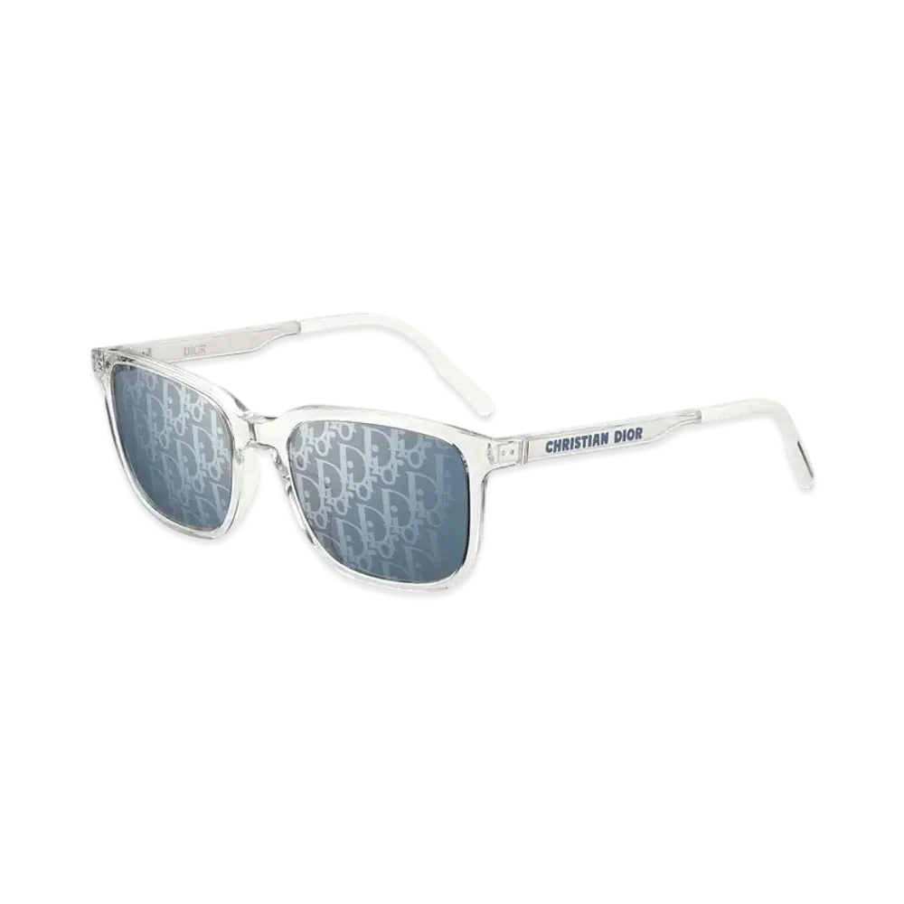 Dior Tag SU Rectangular Sunglasses "Crystal/Silver/Blue/White"