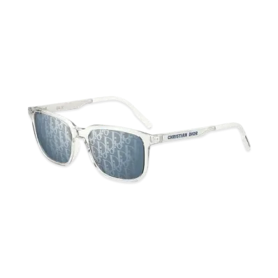 Dior Tag SU Rectangular Sunglasses "Crystal/Silver/Blue/White"