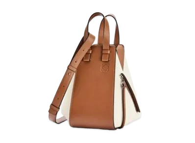 LOEWE Small Hammock Bag In Canvas And Calfskin "Tan / Ecru"