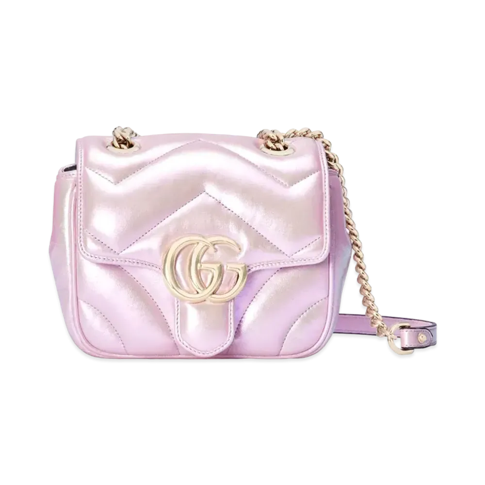 GUCCI GG Marmont Mini Shoulder Bag "Pink Iridescent "