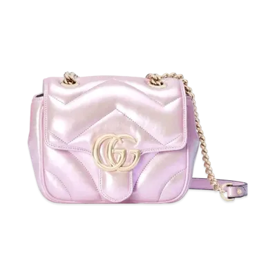 GUCCI GG Marmont Mini Shoulder Bag "Pink Iridescent "