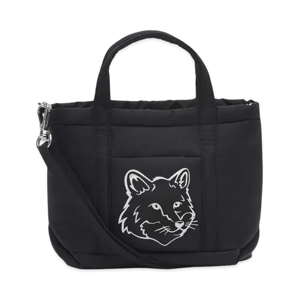 Maison Kitsune Foxhead Puffer Mini Tote "Black"