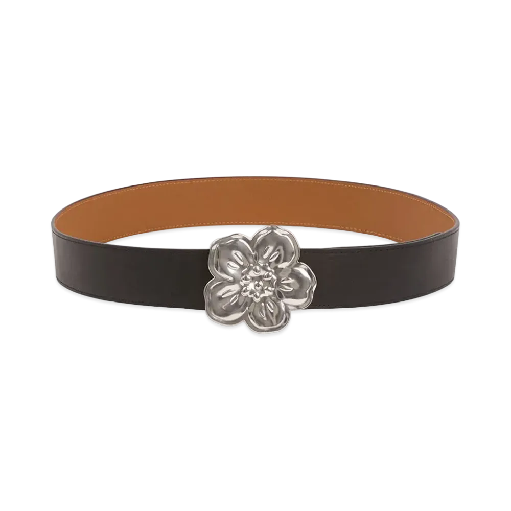 KENZO 'BOKE FLOWER' Wide Reversible Belt "Silver"