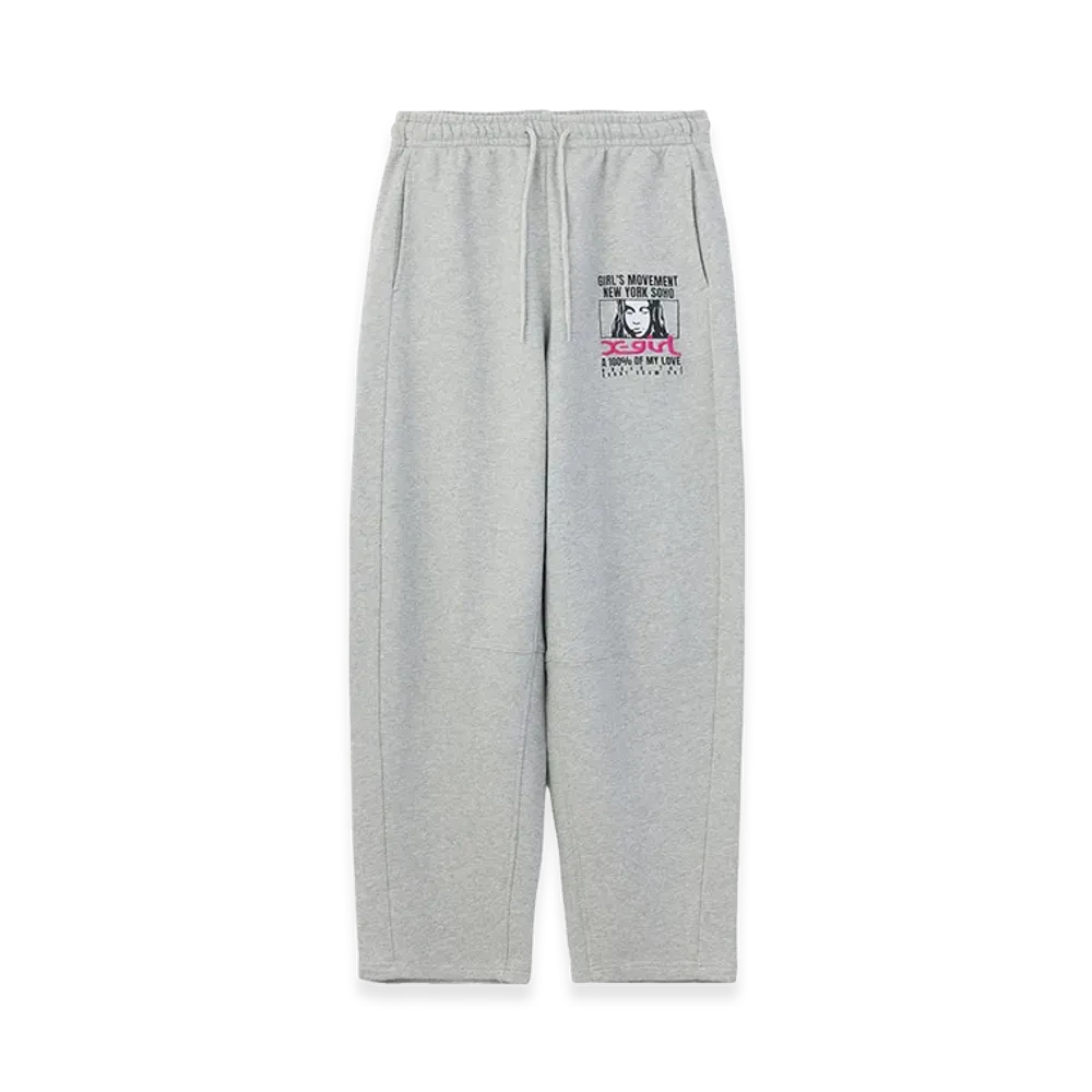 X-Girl Women's Face Box And Message Sweatpants "Ash"