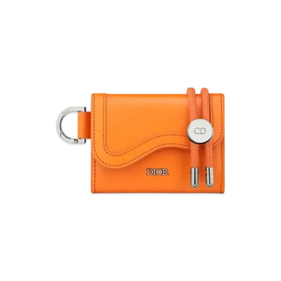 Dior Saddle Strap Card Holder Smooth Calfskin "Orange"