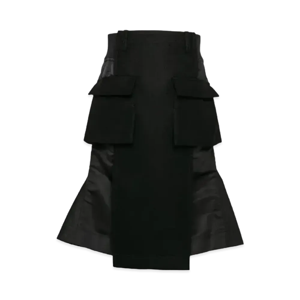 sacai Wool Melton x Nylon Twill Skirt "Black"
