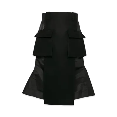 sacai Wool Melton x Nylon Twill Skirt "Black"
