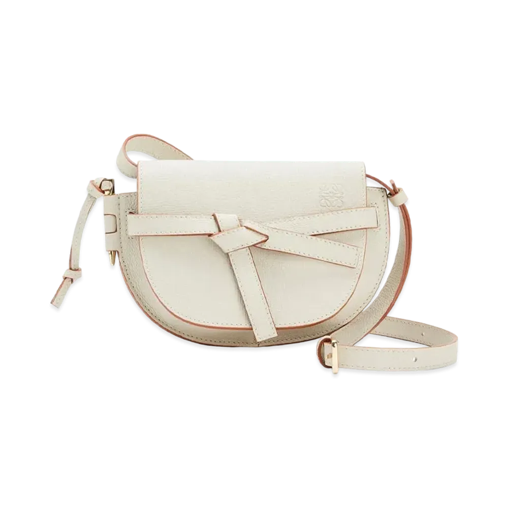 LOEWE Mini Gate Dual Bag In Pebble Grain Calfskin "Light Ghost"