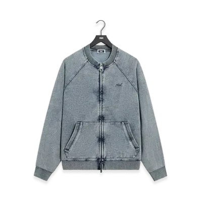 Kith Indigo Fleece Linus Full Zip Crewneck "Light Indigo"