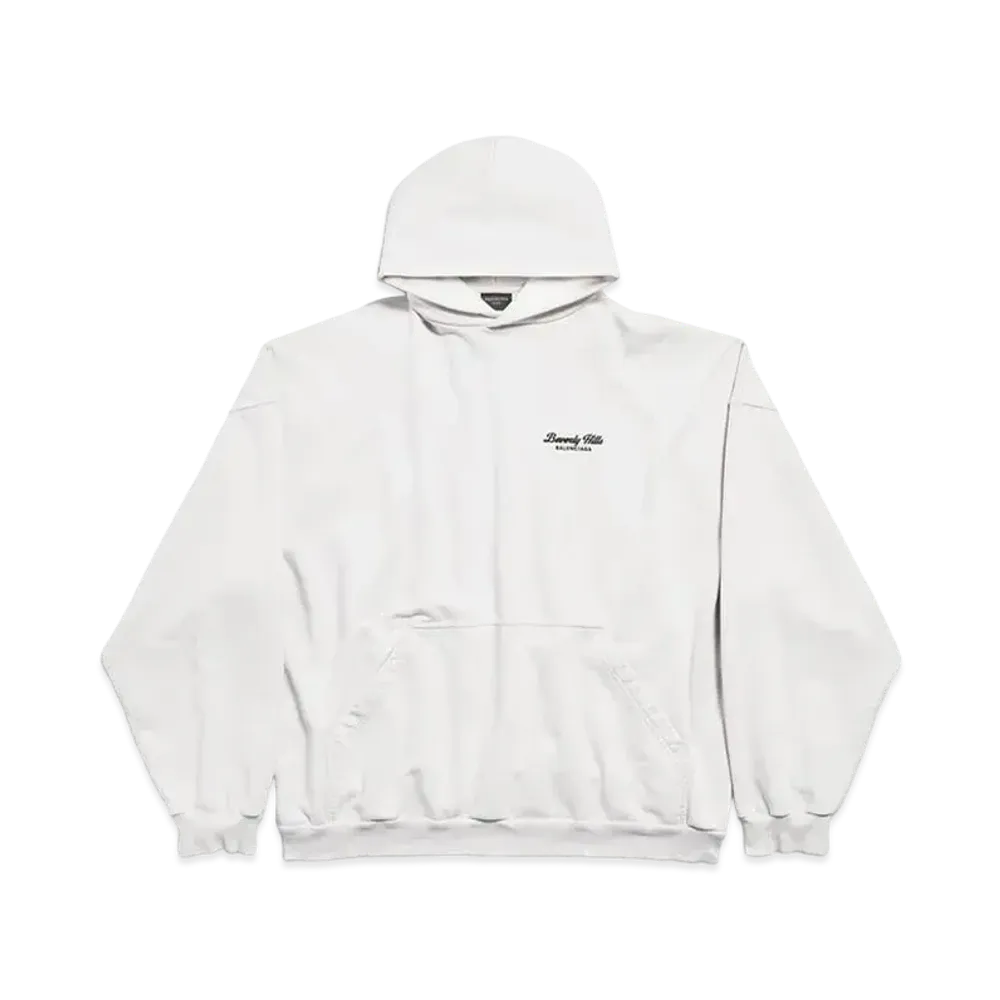 BALENCIAGA Beverly Hills Hoodie Oversized in Archetype Fleece "Off White/Black"