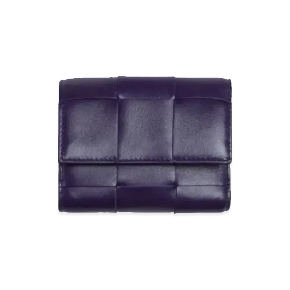 Bottega Veneta Trifold Zip Wallet "Raisin"