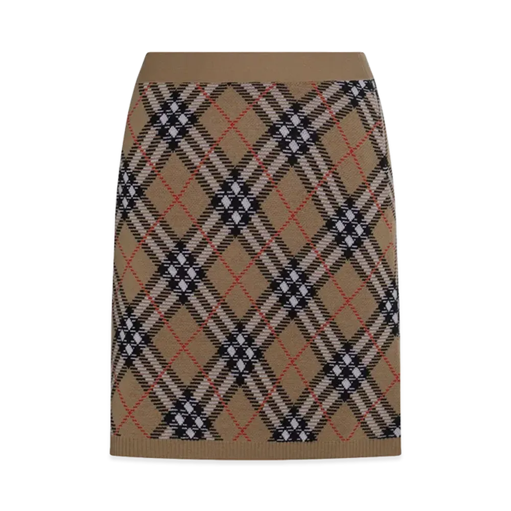 Burberry Women's Embroidered Wool Blend Mini Skirt "Beige"
