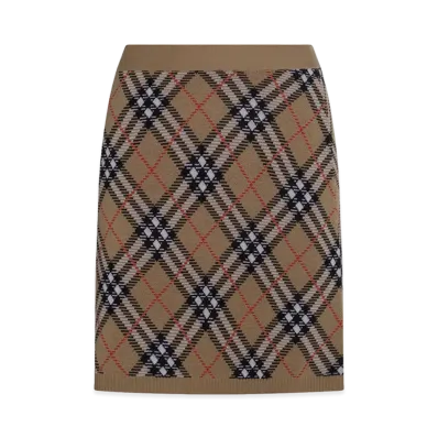 Burberry Women's Embroidered Wool Blend Mini Skirt "Beige"