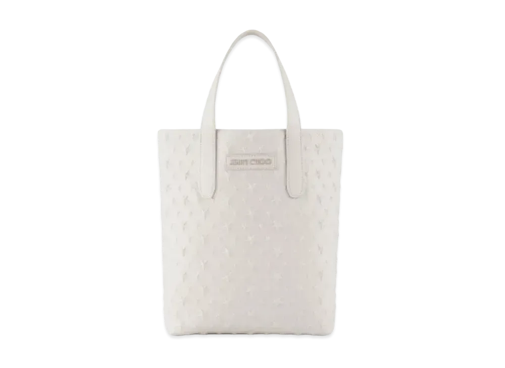 Jimmy Choo Sofia N/S Star Embossed Grainy Leather Tote Bag "Chalk"