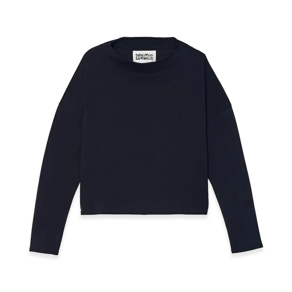ZARA x Bad Bunny Benito Antonio Cropped Fit Long Sleeve Tee "Navy Blue"