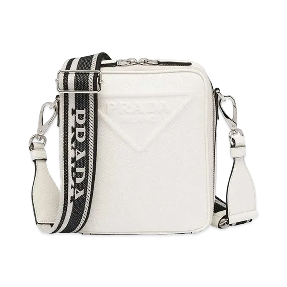 PRADA Saffiano Leather Shoulder Bag "White"