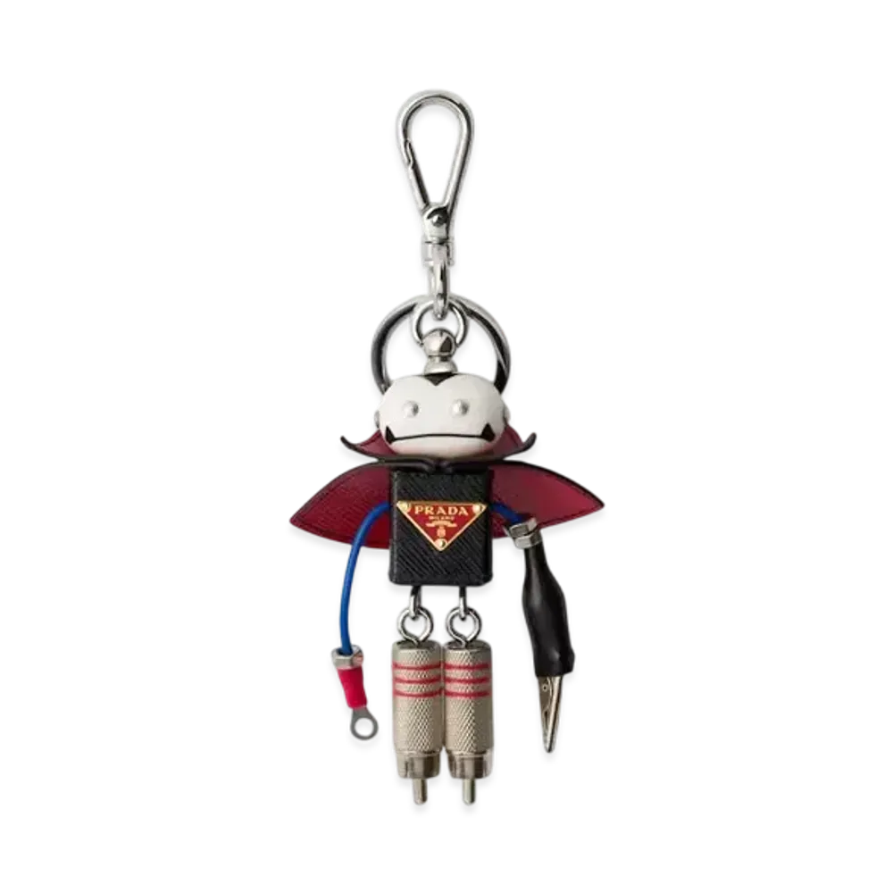 PRADA Robot Saffiano Leather Bag Charm "Black"
