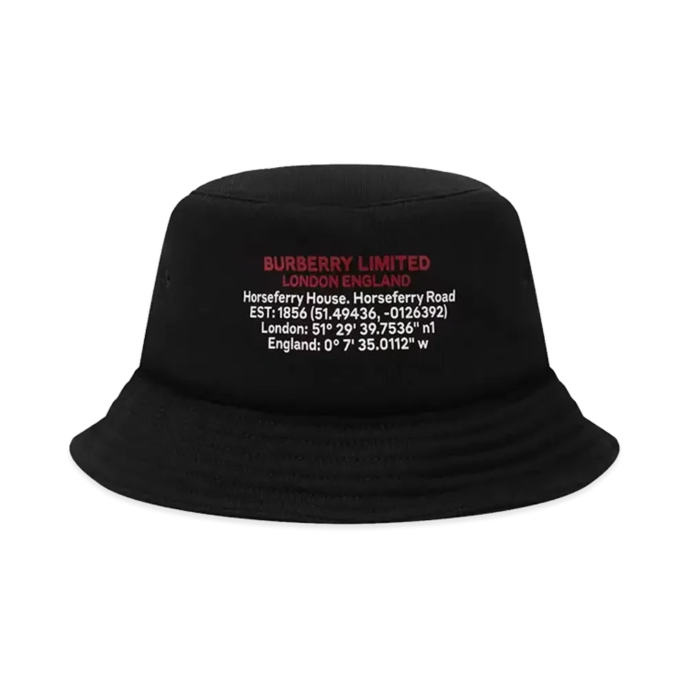 Burberry Location Print Cotton Bucket Hat "Black"